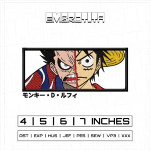 LUFFY 6 X ONE PIECE Embroidery Design - machine embroidery design file