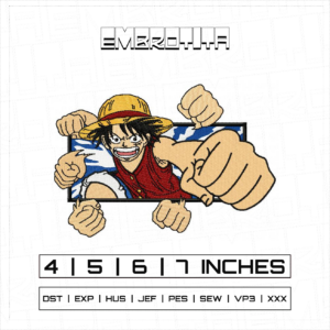 LUFFY 4 X ONE PIECE Embroidery Design - machine embroidery design file