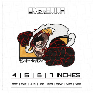 LUFFY 4TH GREAR 7 X ONE PIECE Embroidery Design - machine embroidery design file