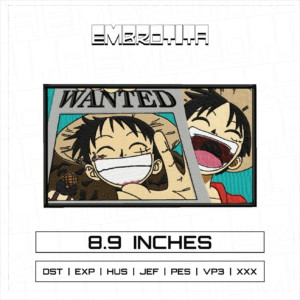 LUFFY X ONE PIECE 6 Embroidery Design - machine embroidery design file