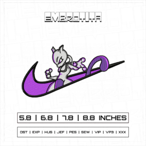 MEWTWO X POKEMON Embroidery Design - machine embroidery design file