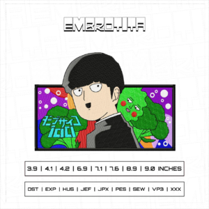 MOBPSYCHO MEDIUM Embroidery Design - machine embroidery design file