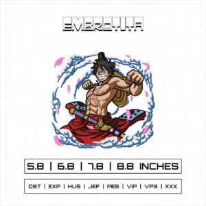 MONKEY D LUFFY X ONE PIECE 4 Embroidery Design - machine embroidery design file
