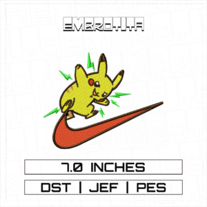 NIKE PIKACHU X POKEMON Embroidery Design - machine embroidery design file