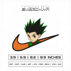 NIKE X GON MEDIUM X HUNTER X HUNTER Embroidery Design - machine embroidery design file