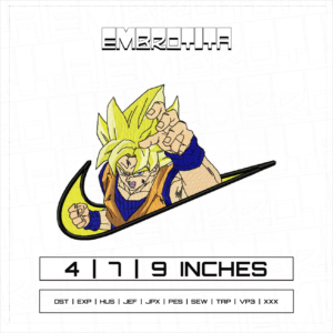 NIKE X SS GOKU X DRAGON BALL Embroidery Design - machine embroidery design file