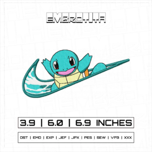 NIKE X SQUIRTLE MEDIUM Embroidery Design - machine embroidery design file