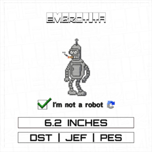 BENDER IM NOT A ROBOT Embroidery Design - machine embroidery design file