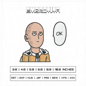 ONE PUNCH MAN SAITAMA OK Embroidery Design - machine embroidery design file