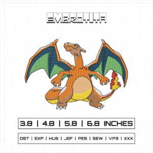 POKEMON CHARIZARD Embroidery Design - machine embroidery design file