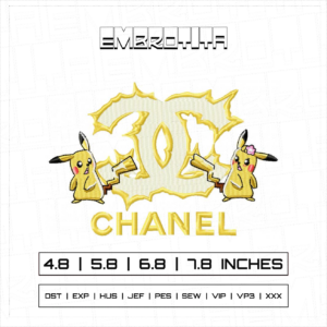 PIKACHU CHANEL X POKEMON Embroidery Design - machine embroidery design file