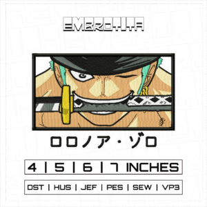 RORONOA ZORO 5 X ONE PIECE Embroidery Design - machine embroidery design file