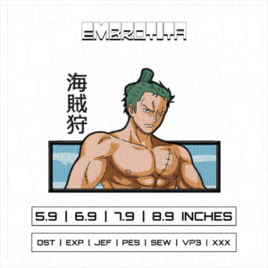 RORONOA ZORO X ONE PIECE Embroidery Design - machine embroidery design file