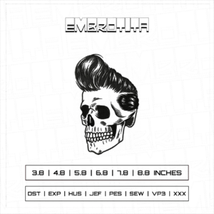 SKULL HAIRSTYLE Embroidery Design - machine embroidery design file