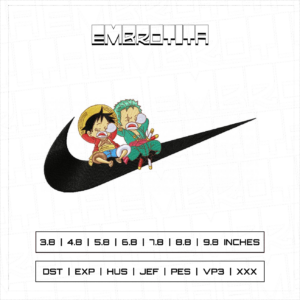 SWOOSH ONEPIECE CHIBI Embroidery Design - machine embroidery design file