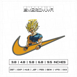 SWOOSH GOKU V4 X DRAGON BALL Embroidery Design - machine embroidery design file