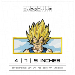 VEGETA X DRAGON BALL 2 Embroidery Design - machine embroidery design file