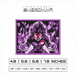 VEGETA ULTRA EGO FORM X DRAGON BALL Embroidery Design - machine embroidery design file