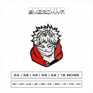 YUJI ITADORI X JUJUTSU KAISEN 2 Embroidery Design - machine embroidery design file