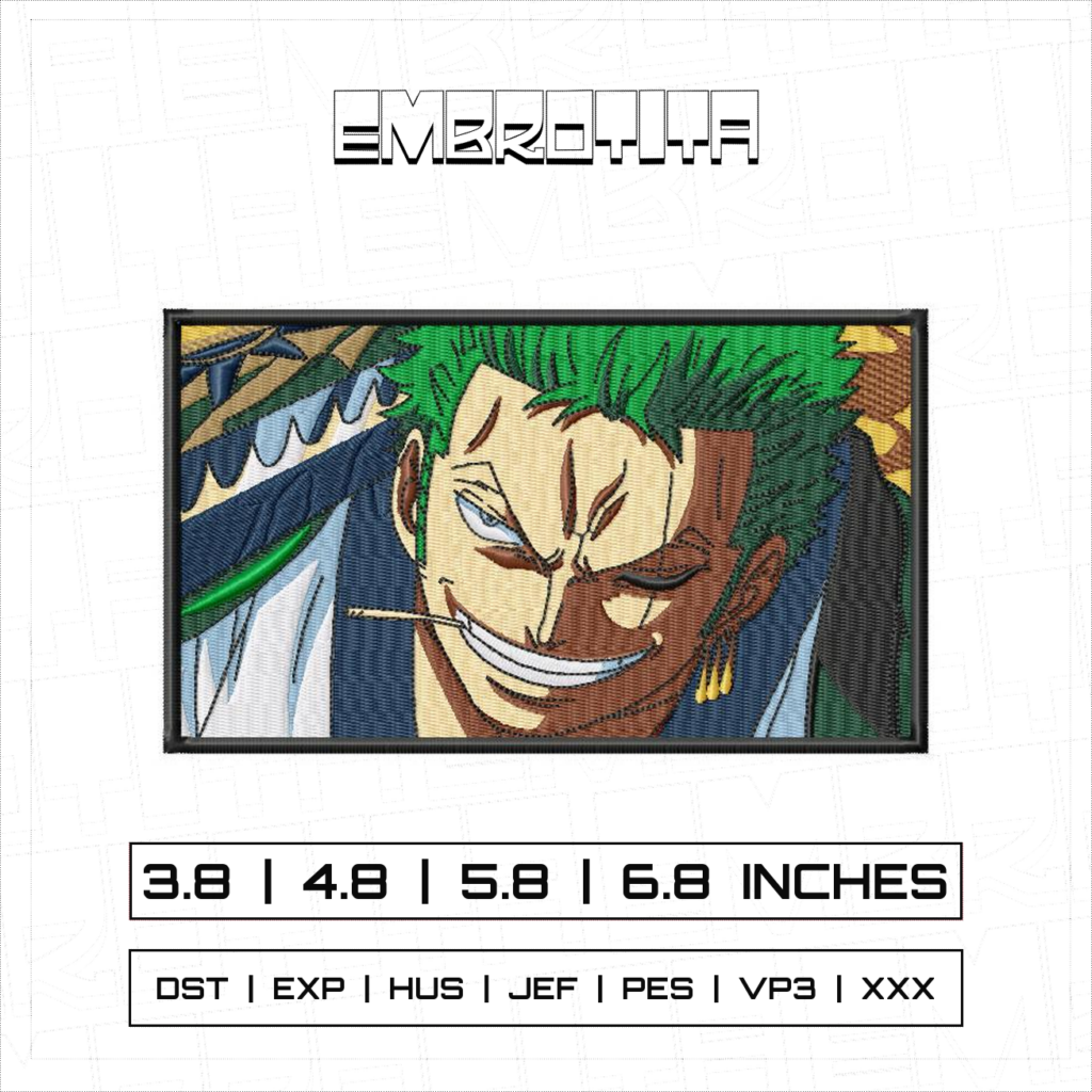 ZORO RECTANGLE X ONE PIECE Embroidery Design - machine embroidery design file