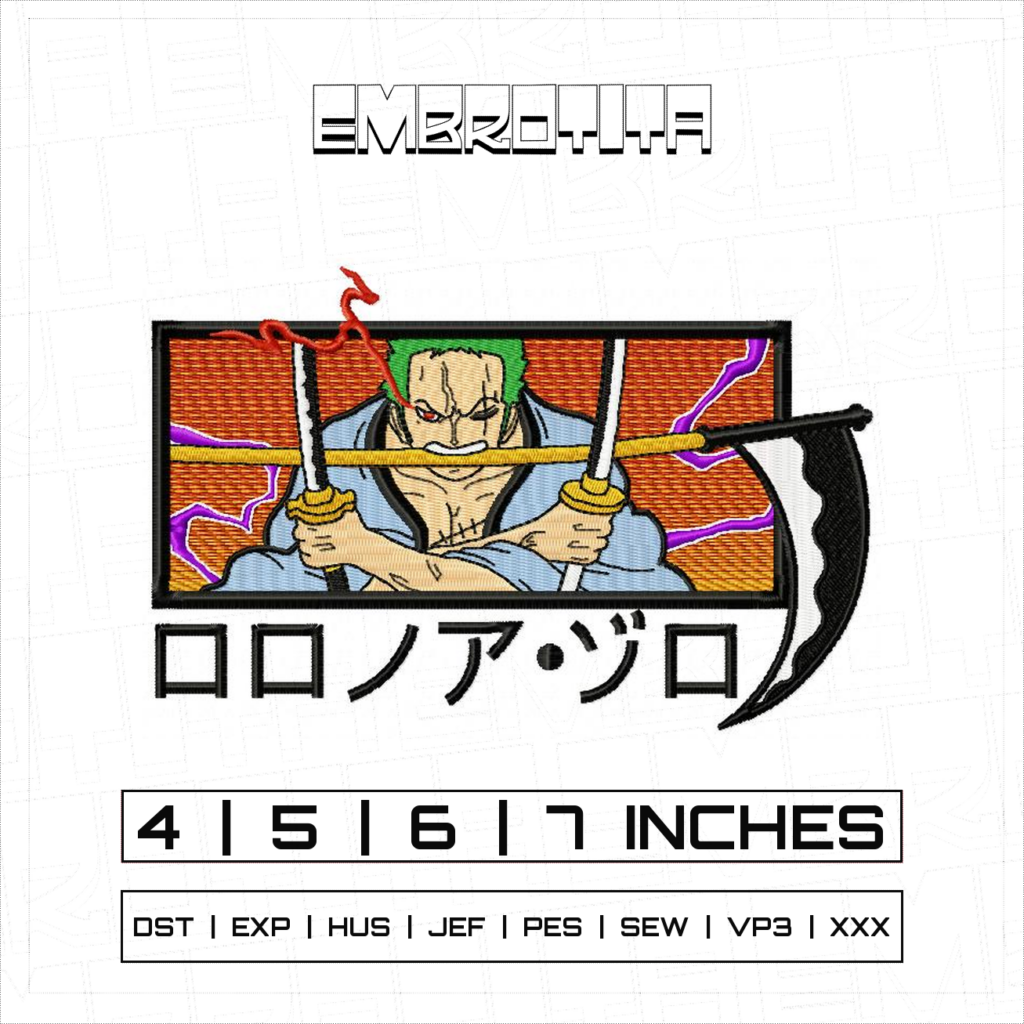 ZORO 5 X ONE PIECE Embroidery Design - machine embroidery design file