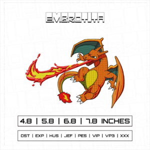 CHARIZARD POKEMON Embroidery Design - machine embroidery design file