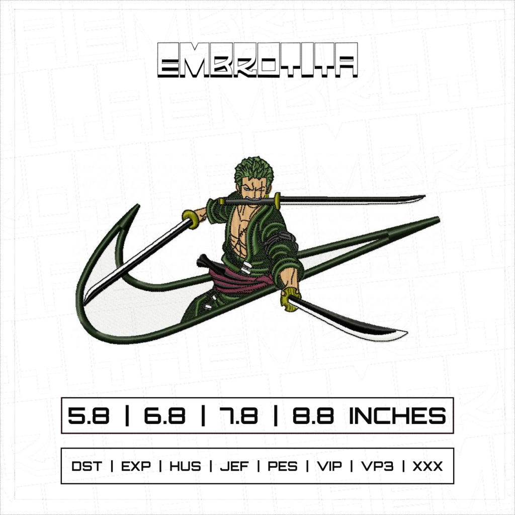 ZORO X ONE PIECE 5 Embroidery Design - machine embroidery design file