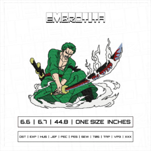 ZORO SMOKE X ONE PIECE Embroidery Design - machine embroidery design file