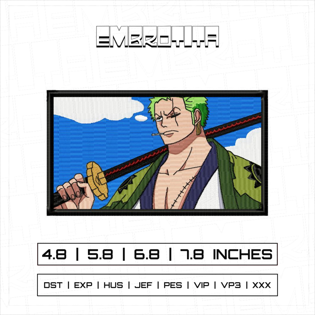 ZORO X ONE PIECE 6 Embroidery Design - machine embroidery design file
