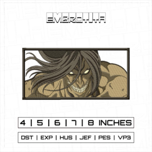 EREN TITAN X ATTACK ON TITAN 2 Embroidery Design - machine embroidery design file