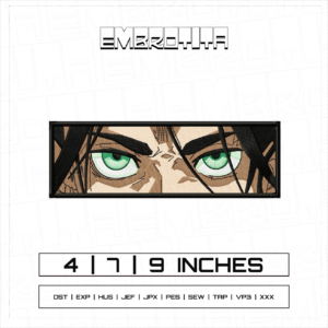 EREN JAEGER EYES X ATTACK ON TITAN Embroidery Design - machine embroidery design file