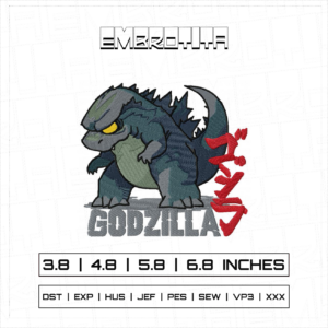 GODZILLA Embroidery Design - machine embroidery design file