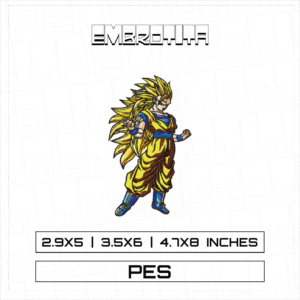 GOKU SAIYAN 3 X DRAGON BALL Embroidery Design - machine embroidery design file