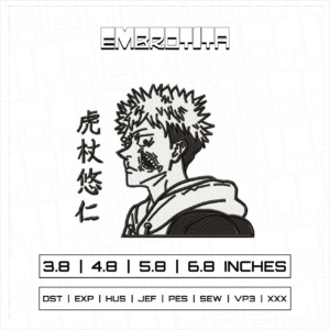 JUJUTSU KAISEN BW Embroidery Design - machine embroidery design file